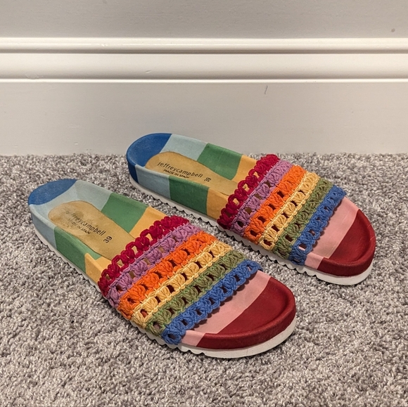 Jeffrey Campbell Rainbow Crochet Slide Sandals EU 39 US 8 - Picture 2 of 6